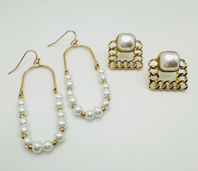 Pearl & Chain Earrings