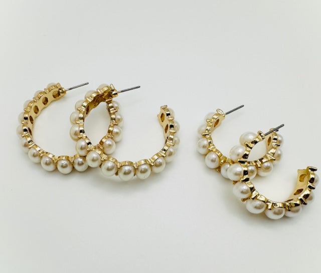 Pearl Hoop Earring - Large