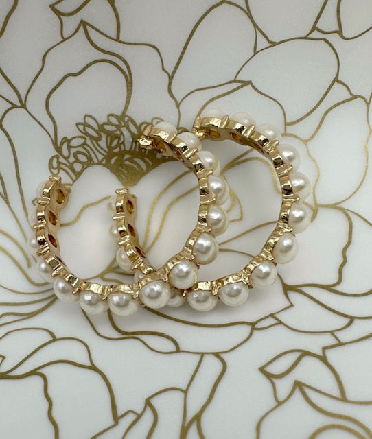 Pearl Hoop Earring - Large