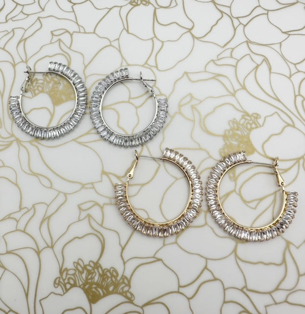 Baguette Hoop Earrings - 2 Colors
