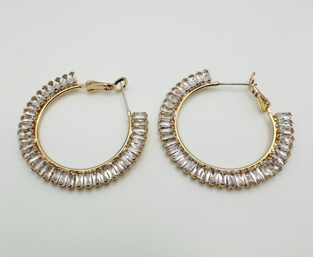 Baguette Hoop Earrings - 2 Colors