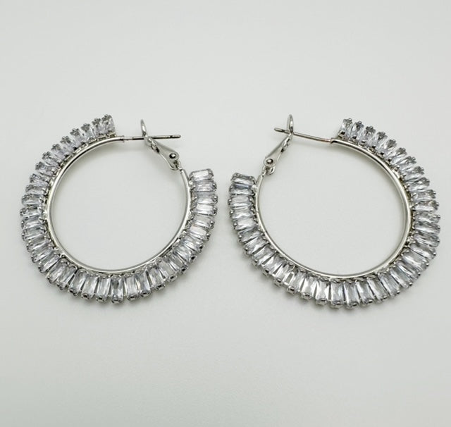 Baguette Hoop Earrings - 2 Colors