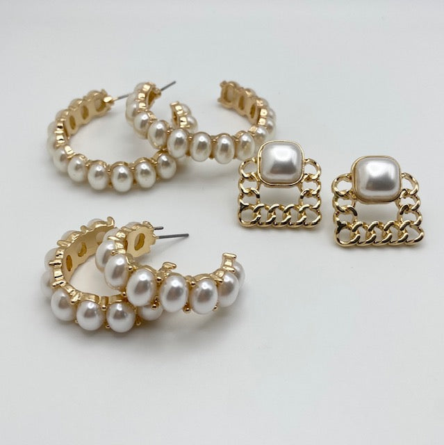 Pearl & Chain Earrings