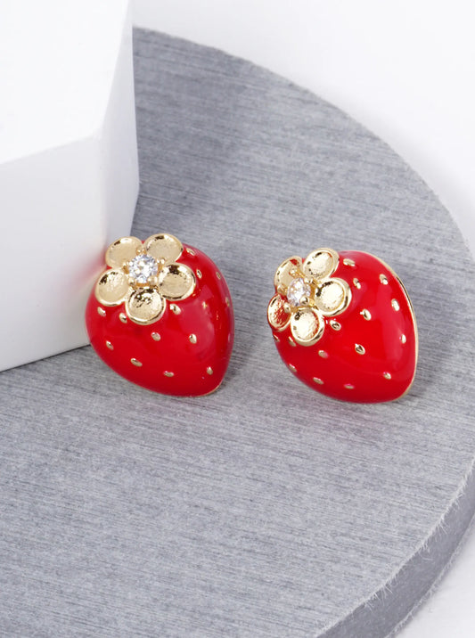 Dainty Strawberry Stud Earrings